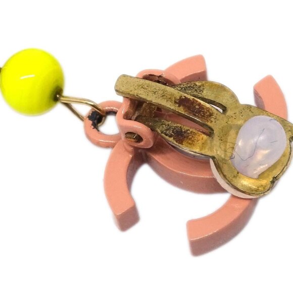 Chanel CC Dangle Earrings Pink Clip-On 03S - Picture 3 of 4